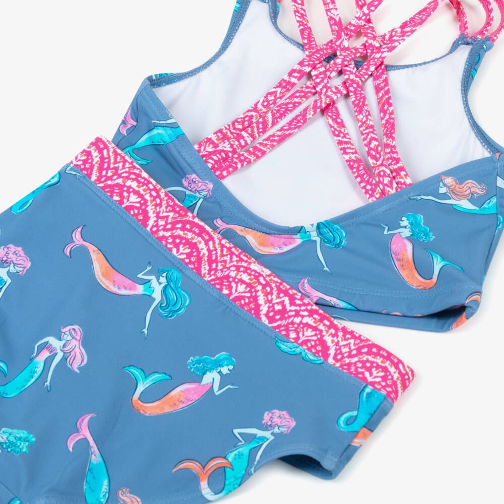 Hatley-Girls Blue Mermaids Tankini (UPF50+) | Childrensalon