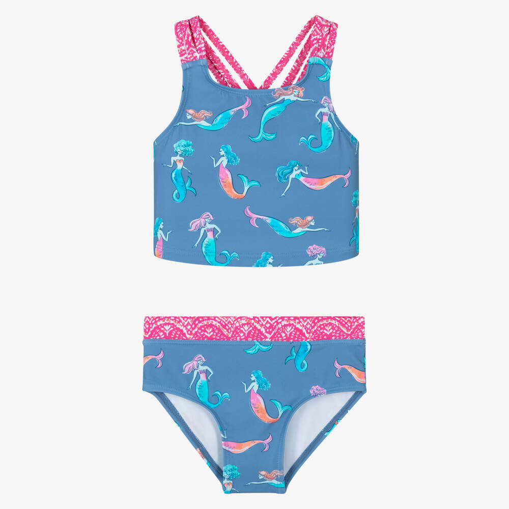 Hatley-Girls Blue Mermaids Tankini (UPF50+) | Childrensalon