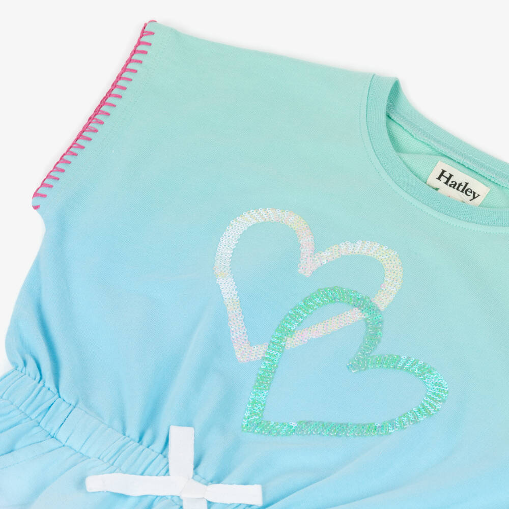 Hatley-Платье голубое омбре с сердцами из пайеток для девочек | Childrensalon