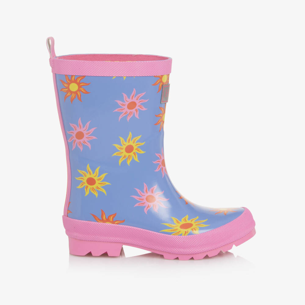 Hatley-Girls Blue & Pink Sun Print Rain Boots | Childrensalon
