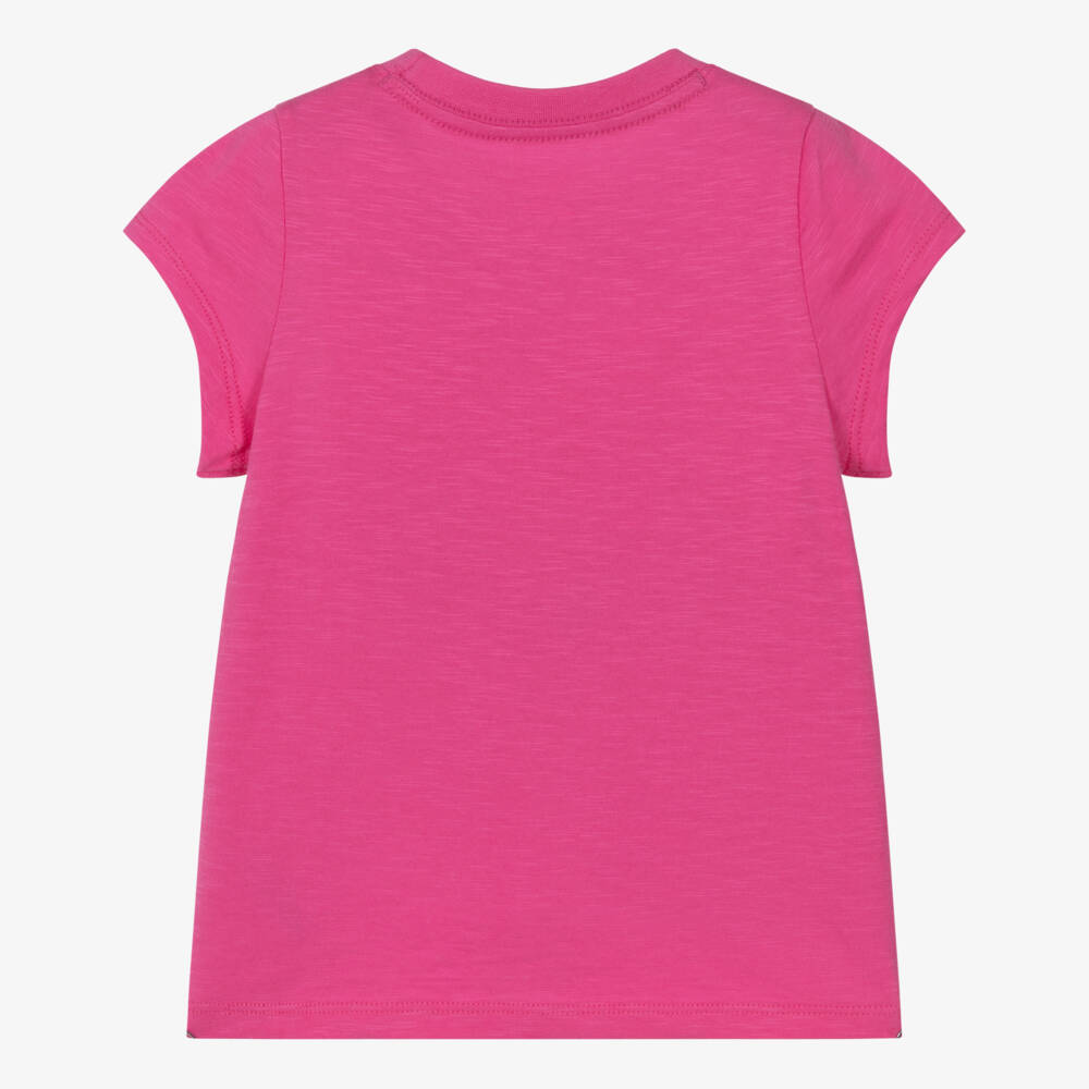 Hatley-Girls Candy Pink Cotton T-Shirt with Appliqué Flowers | Childrensalon