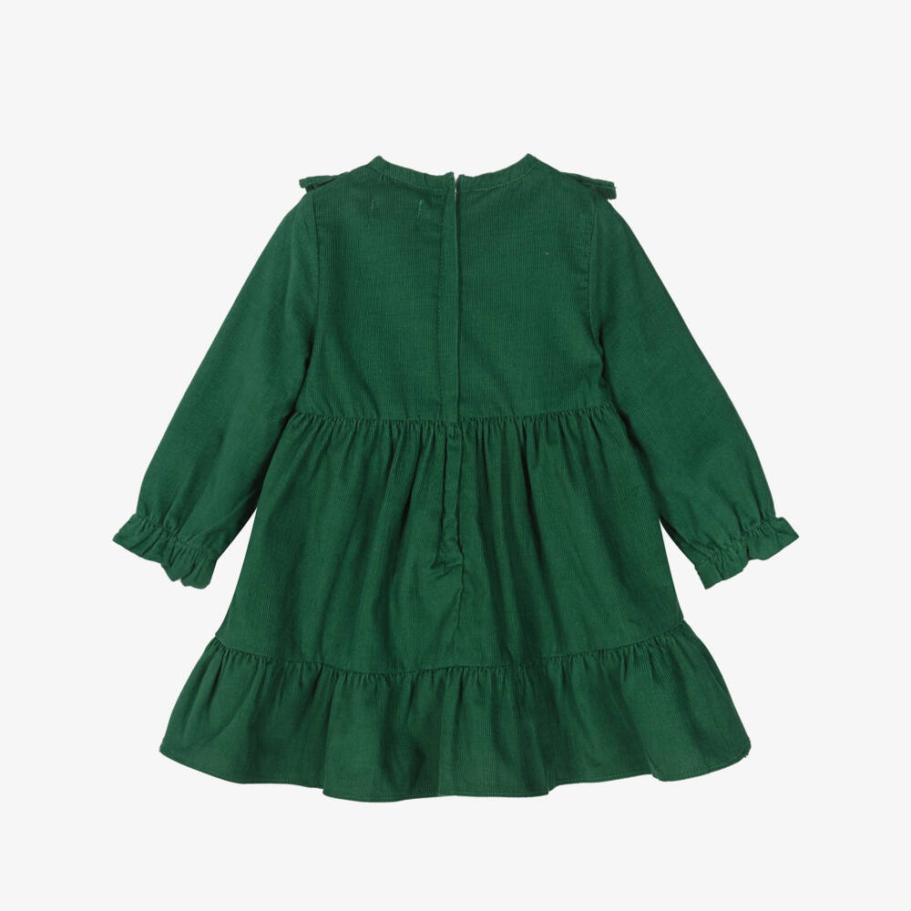 Hatley-Girls Green Corduroy Dress with Bib Front | Childrensalon