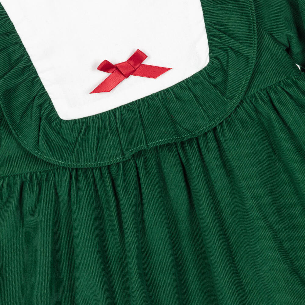 Hatley-Girls Green Corduroy Dress with Bib Front | Childrensalon