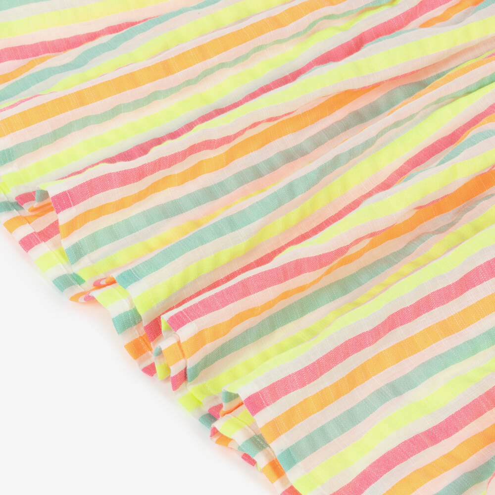 Hatley-Girls Green & Multicoloured Stripe Cotton Dress | Childrensalon