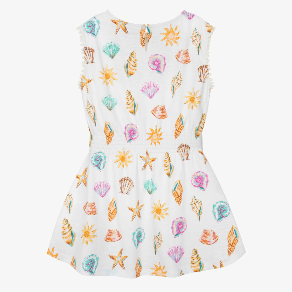 Hatley-Girls Ivory Cotton Shells & Sunshine Dress | Childrensalon
