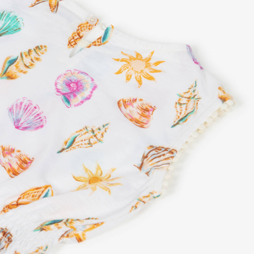 Hatley-Girls Ivory Cotton Shells & Sunshine Dress | Childrensalon