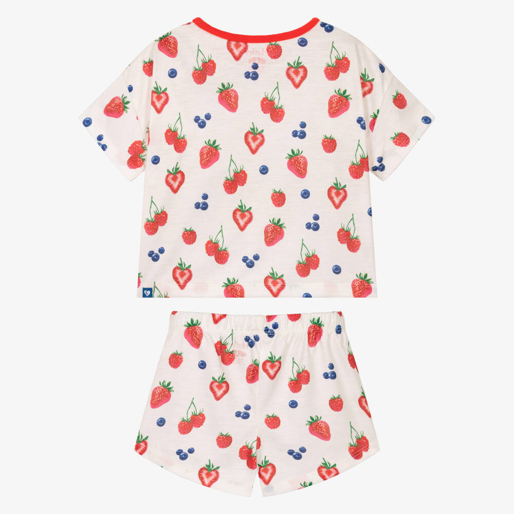 Hatley-Girls Ivory Jersey Summer Berries Short Pyjamas | Childrensalon