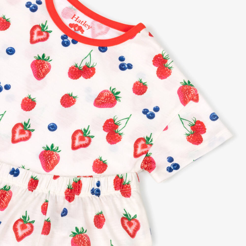 Hatley-Girls Ivory Jersey Summer Berries Short Pyjamas | Childrensalon