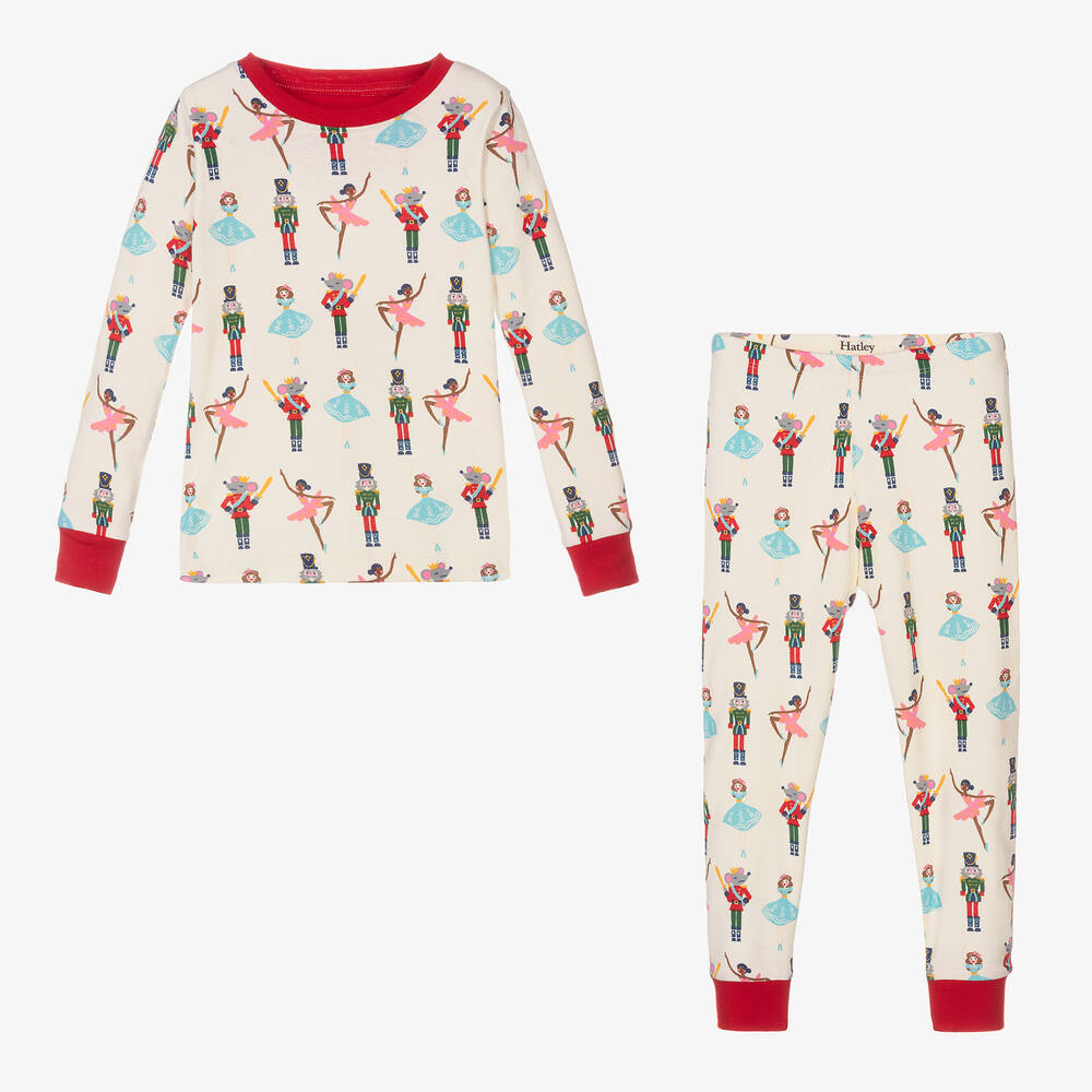 Hatley-Girls Ivory Nutcracker Print Cotton Pyjamas | Childrensalon