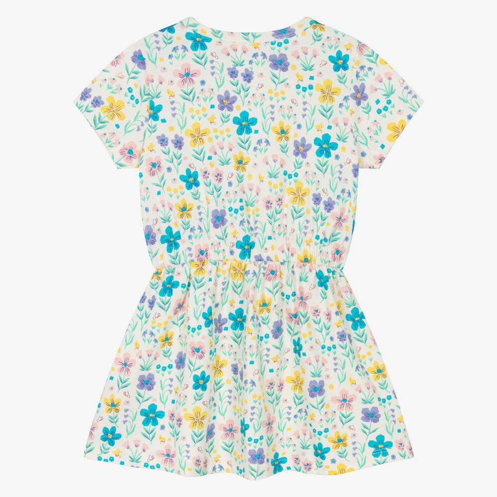 Hatley-Girls Ivory Pink & Purple Floral Cotton Dress | Childrensalon