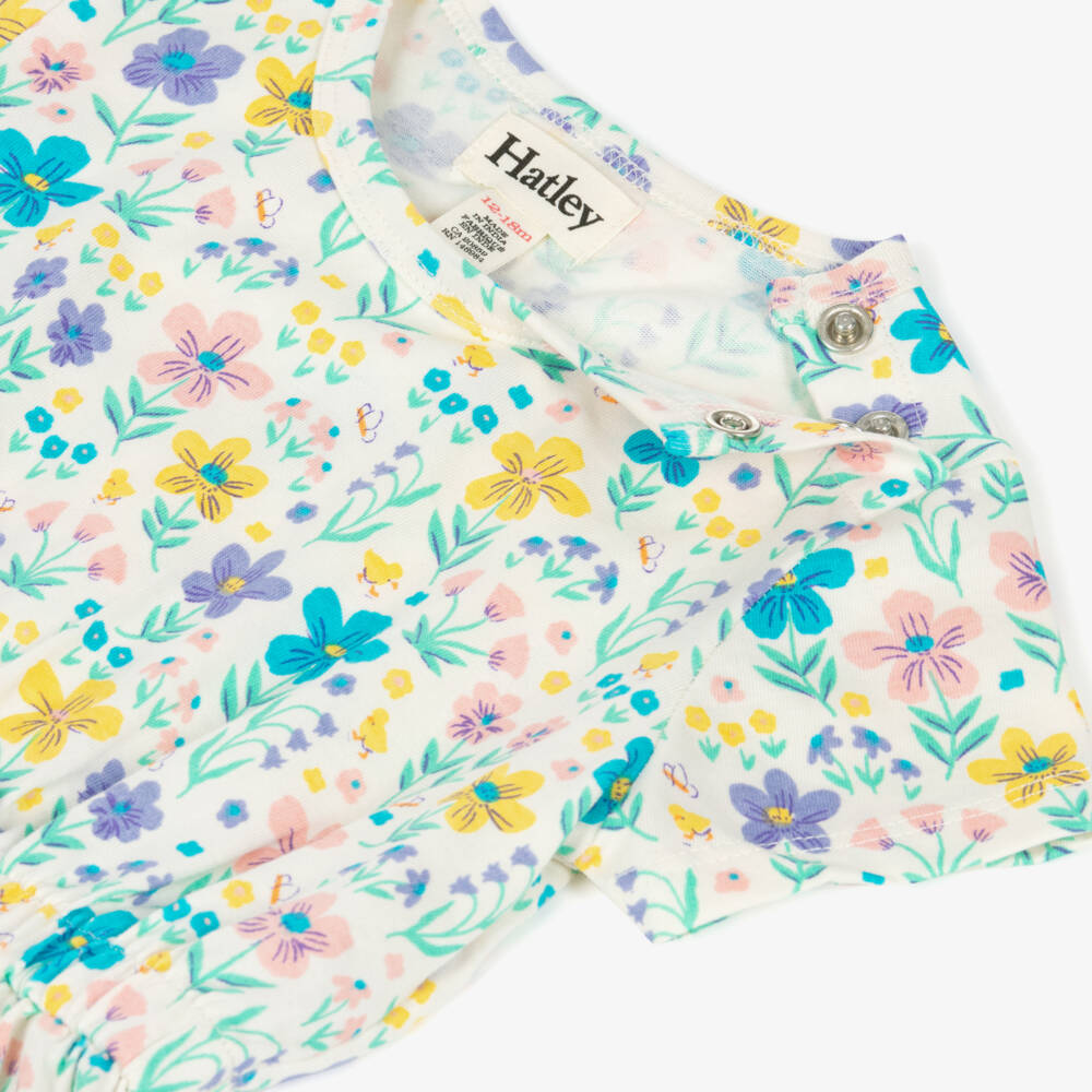 Hatley-Girls Ivory Pink & Purple Floral Cotton Dress | Childrensalon
