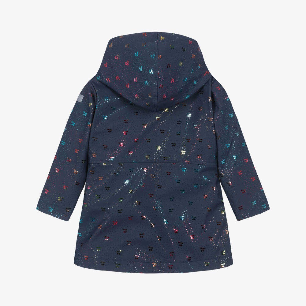Hatley-Girls Navy Blue Cherry Print Raincoat | Childrensalon