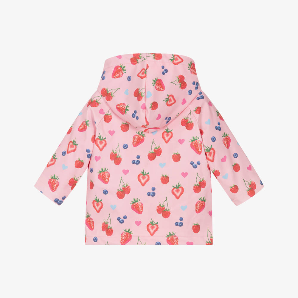 Hatley-Girls Pink Berries Hooded Raincoat | Childrensalon