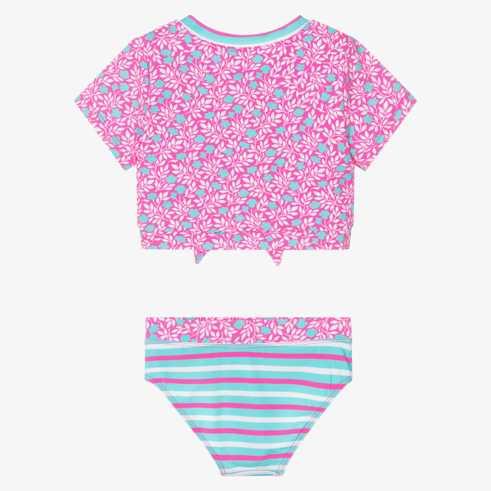 Hatley-Girls Pink & Blue Flowers Tankini (UPF50+) | Childrensalon