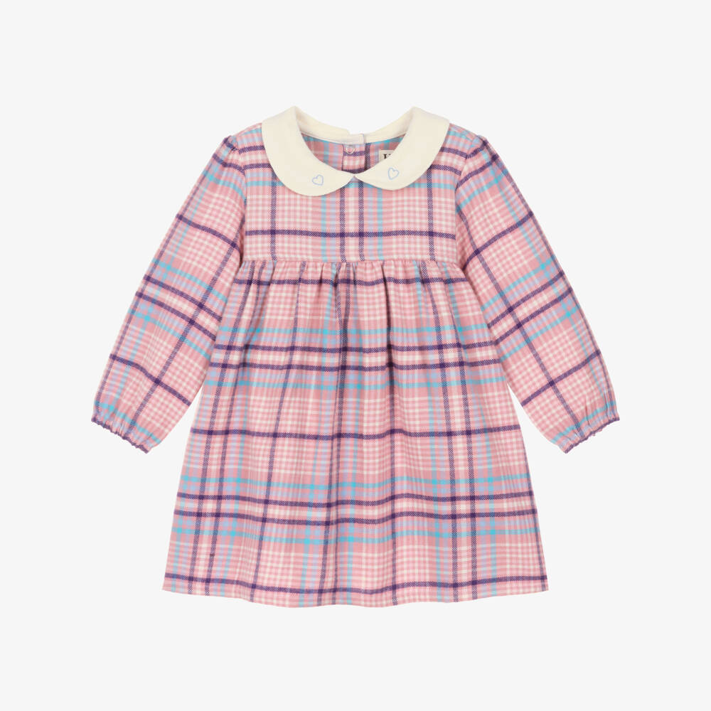 Hatley-Girls Pink Brushed Cotton Check Dress | Childrensalon