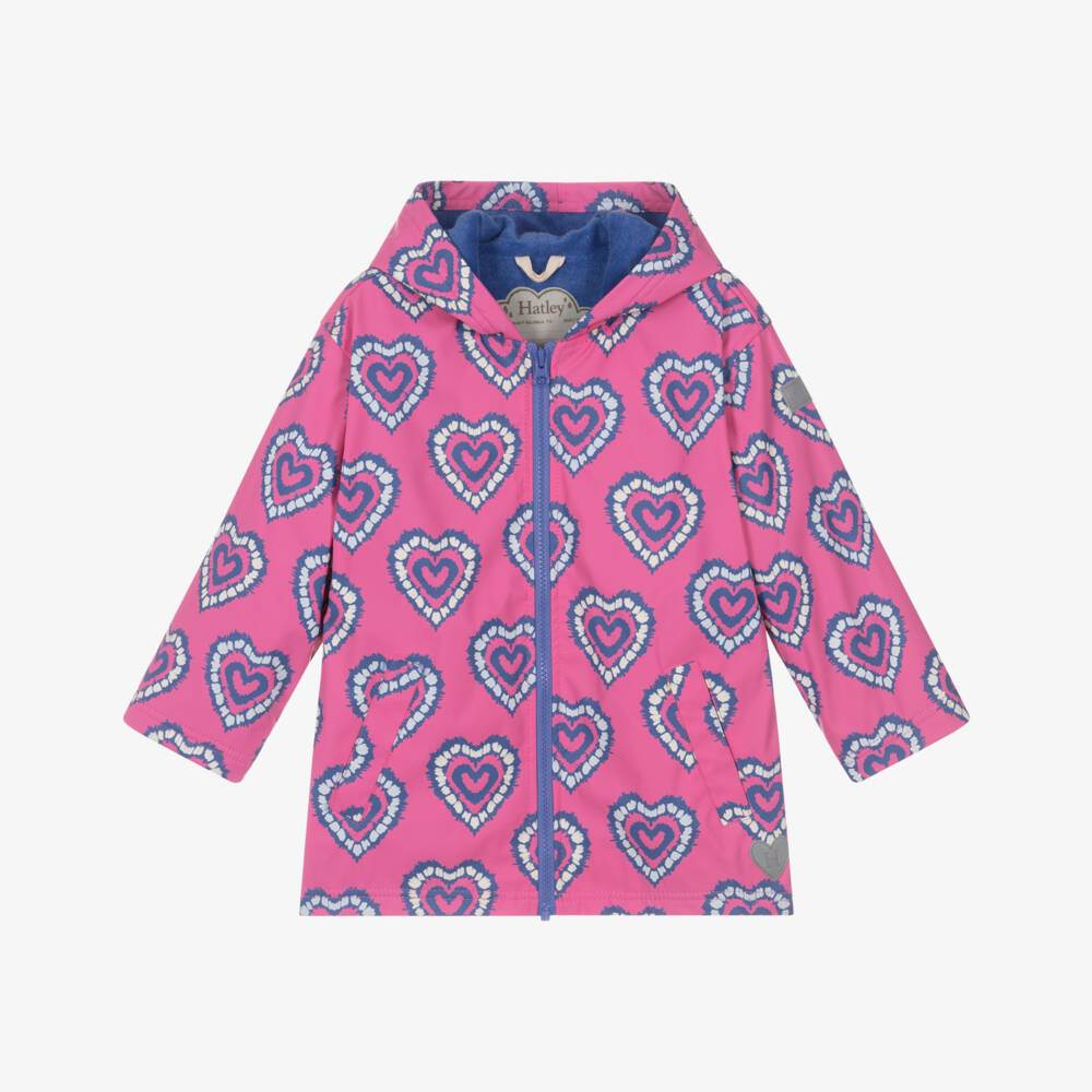 Hatley-Girls Pink Colour Changing Heart Print Raincoat | Childrensalon