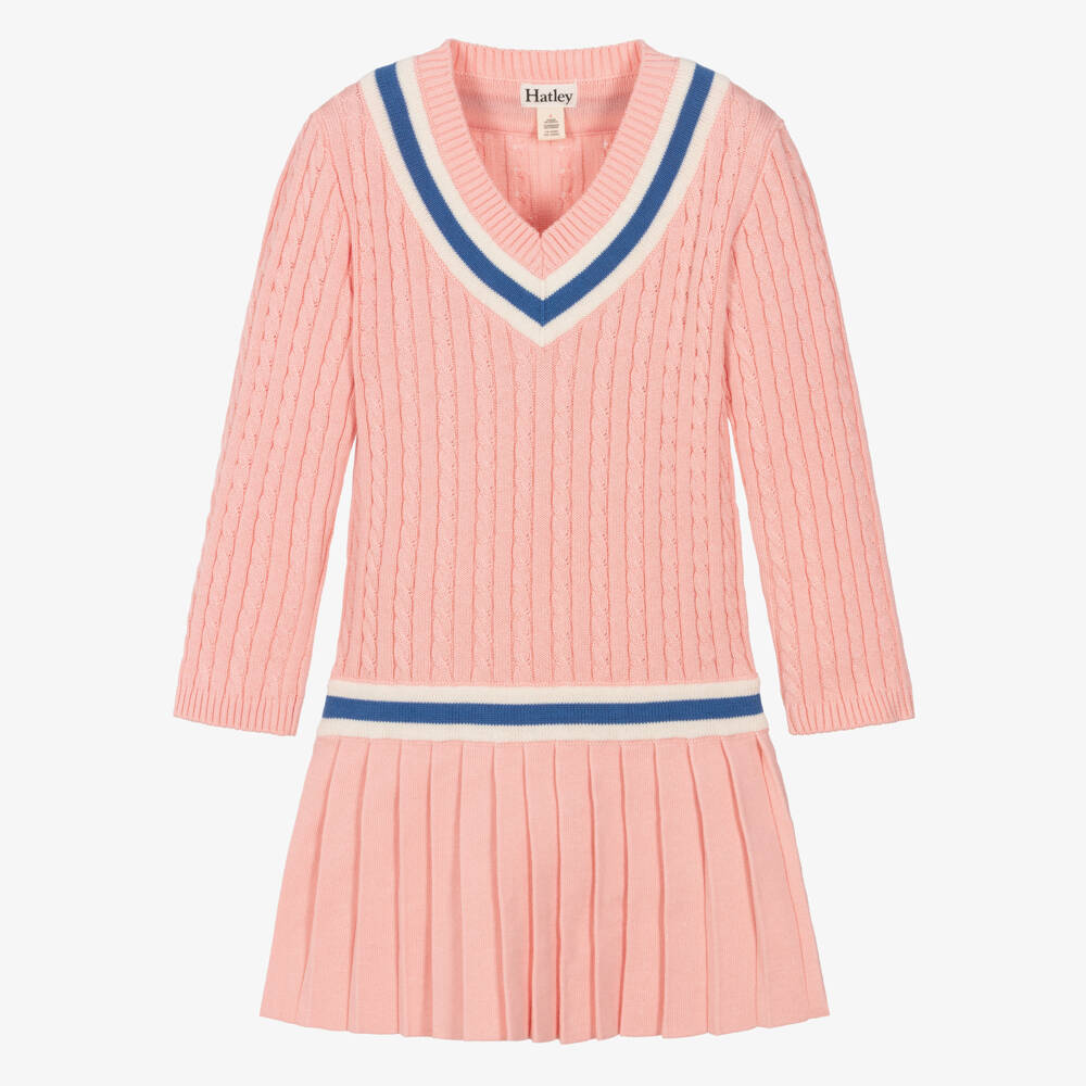 Hatley-Girls Pink Cotton Cable Knit Dress | Childrensalon