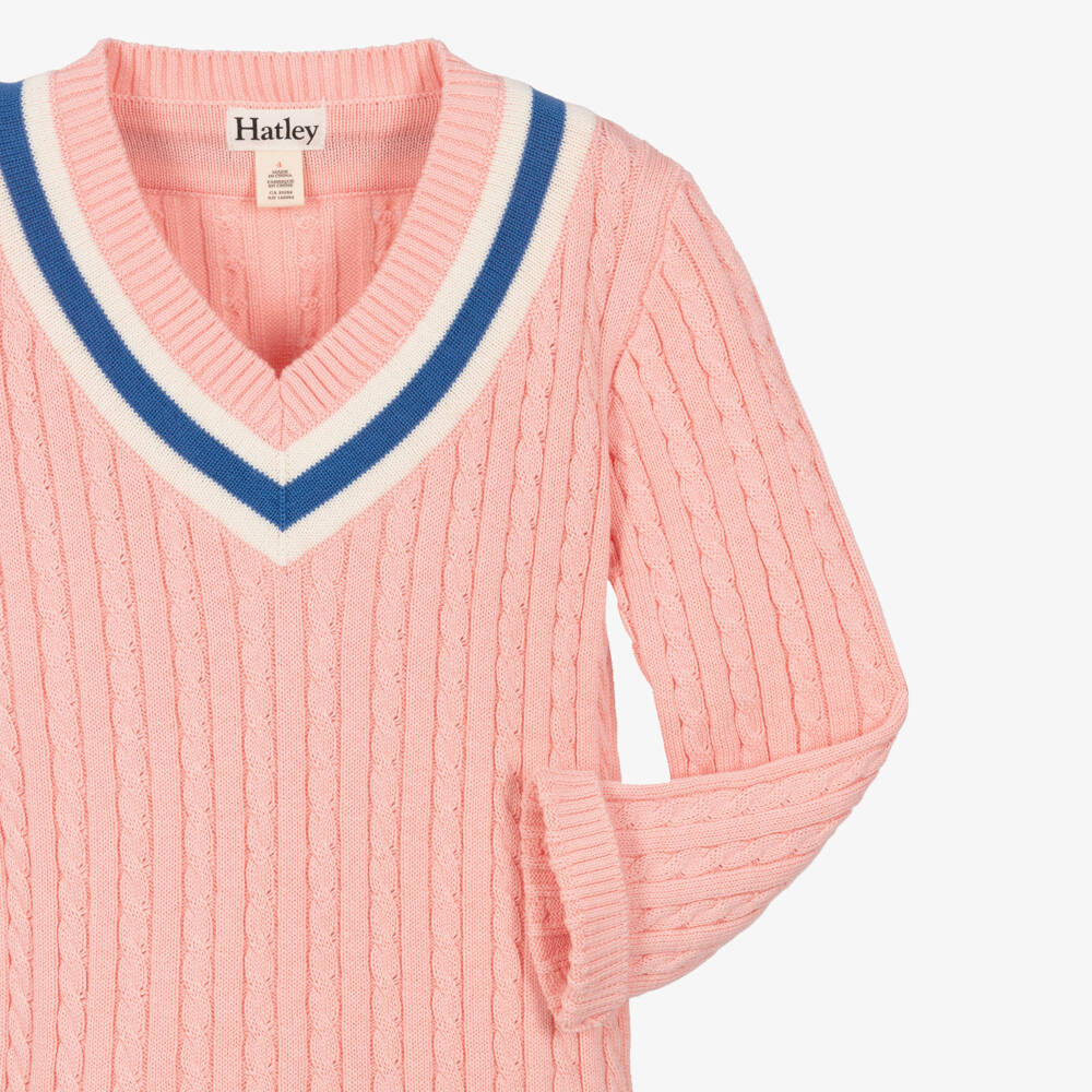 Hatley-Girls Pink Cotton Cable Knit Dress | Childrensalon