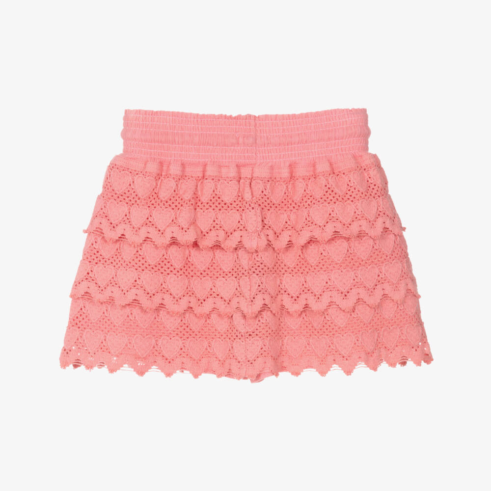 Hatley-Girls Pink Cotton Crochet Hearts Skort | Childrensalon