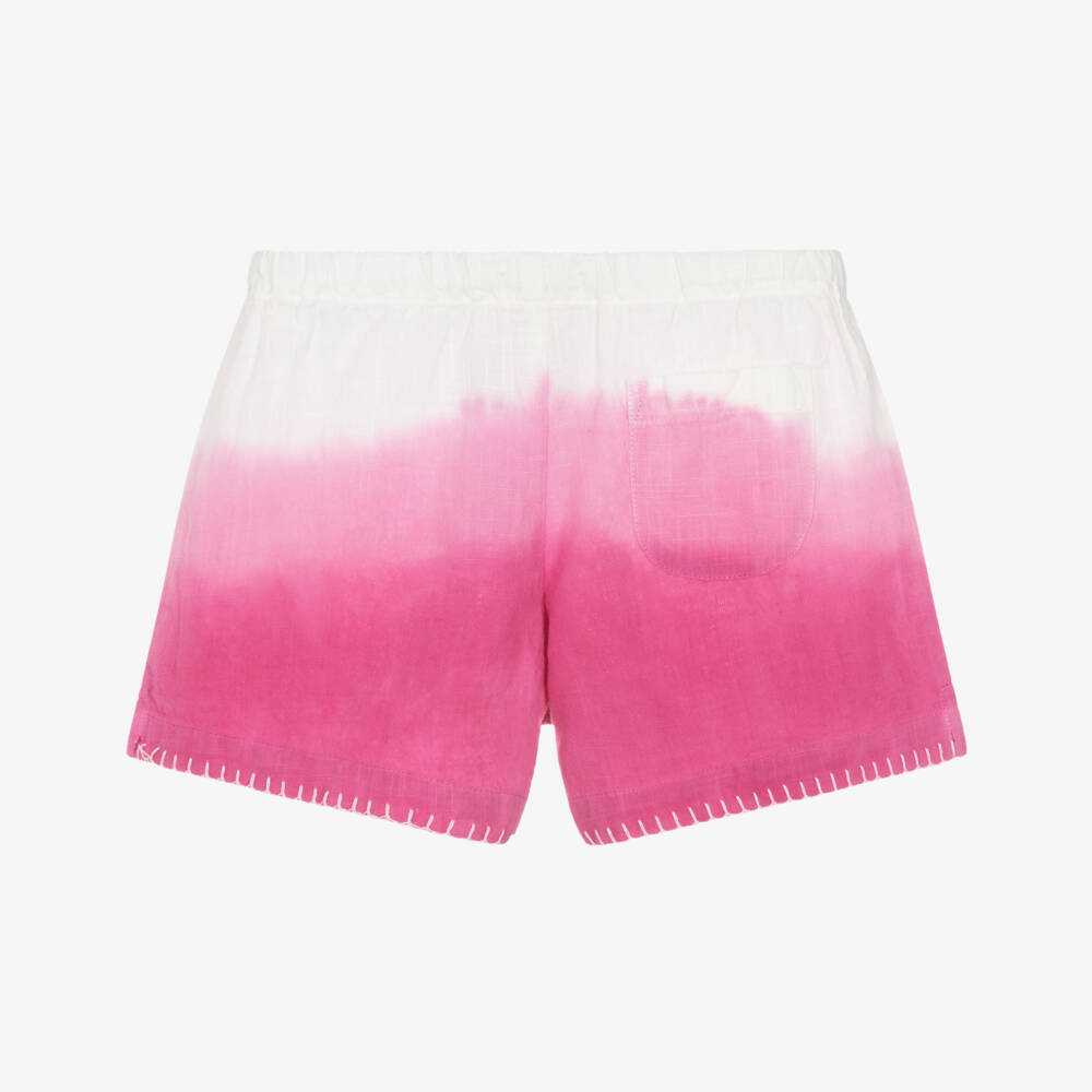 Hatley-Girls Pink Cotton Dip Dye Shorts | Childrensalon