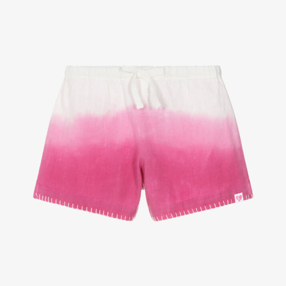 Hatley-Girls Pink Cotton Dip Dye Shorts | Childrensalon