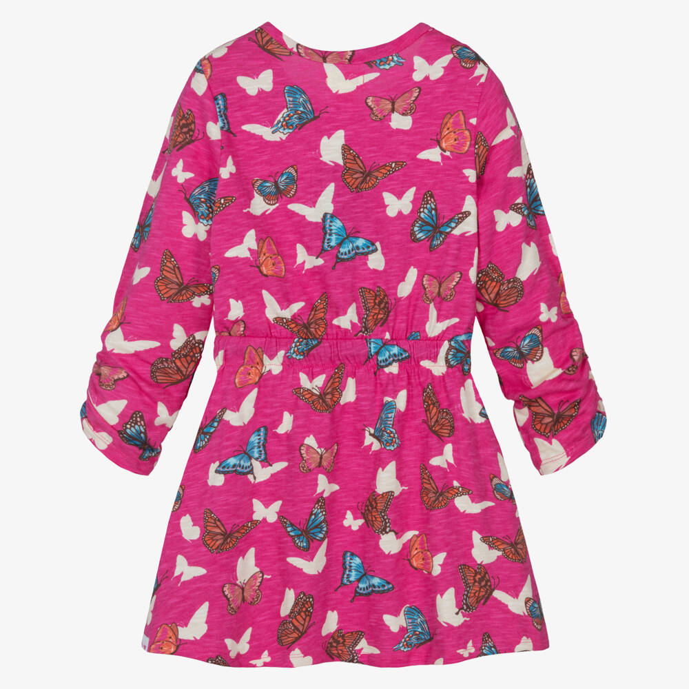 Hatley-فستان بطبعة فراشات قطن لون زهري للبنات | Childrensalon