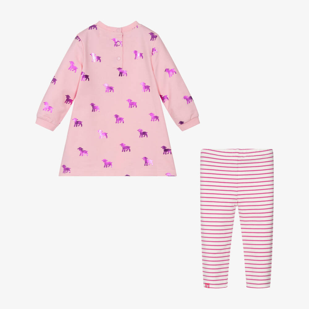 Hatley-Girls Pink Cotton Lamb Print Dress Set | Childrensalon