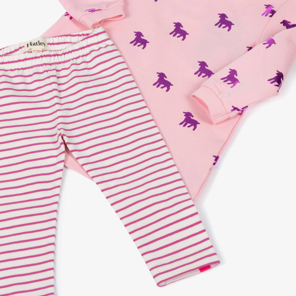 Hatley-Girls Pink Cotton Lamb Print Dress Set | Childrensalon