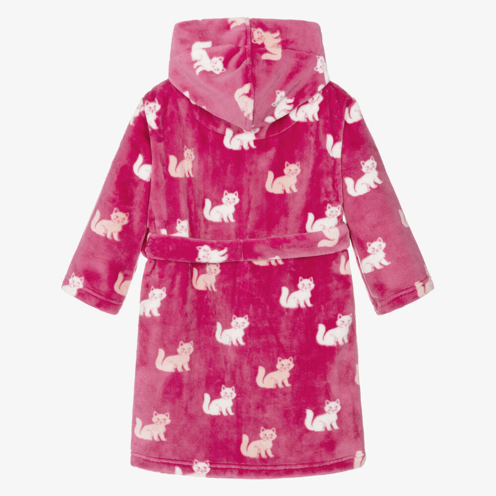 Hatley-Girls Pink Fleece Kittens Dressing Gown | Childrensalon