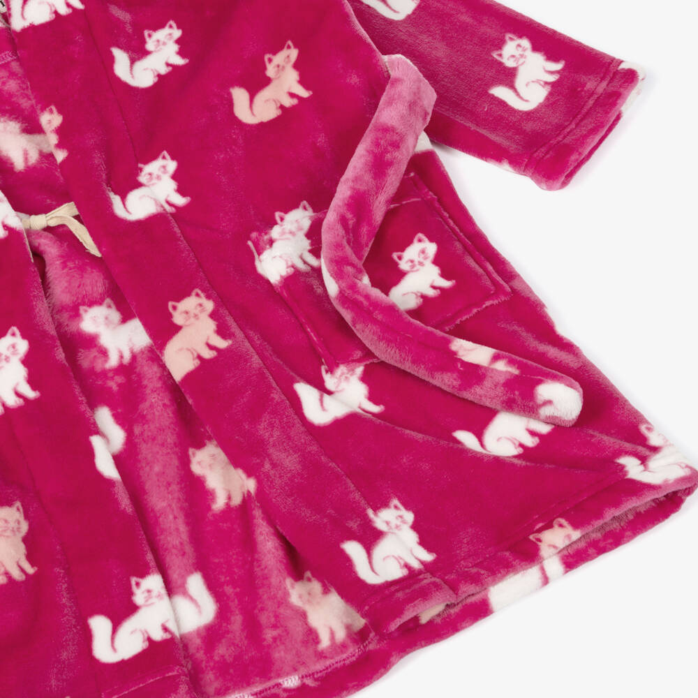 Hatley-Girls Pink Fleece Kittens Dressing Gown | Childrensalon