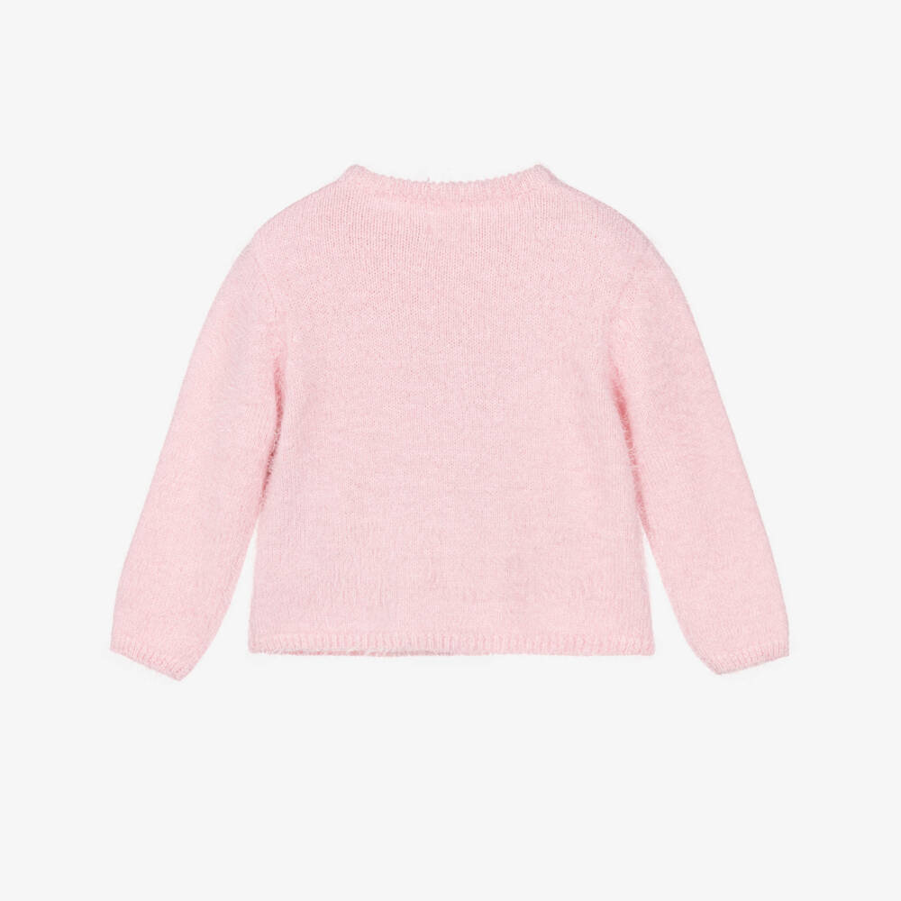 Hatley-Girls Pink Fluffy Knit Deer Sweater | Childrensalon