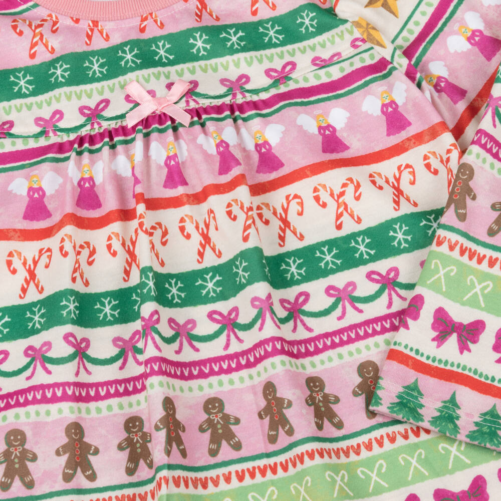 Hatley-Ночная рубашка розовая с праздничным принтом Фэр айл для девочек | Childrensalon
