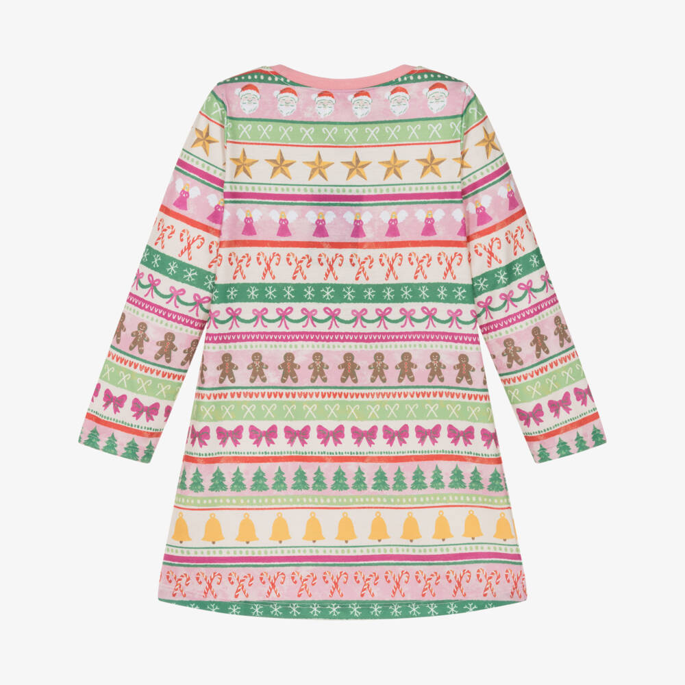 Hatley-Ночная рубашка розовая с праздничным принтом Фэр айл для девочек | Childrensalon