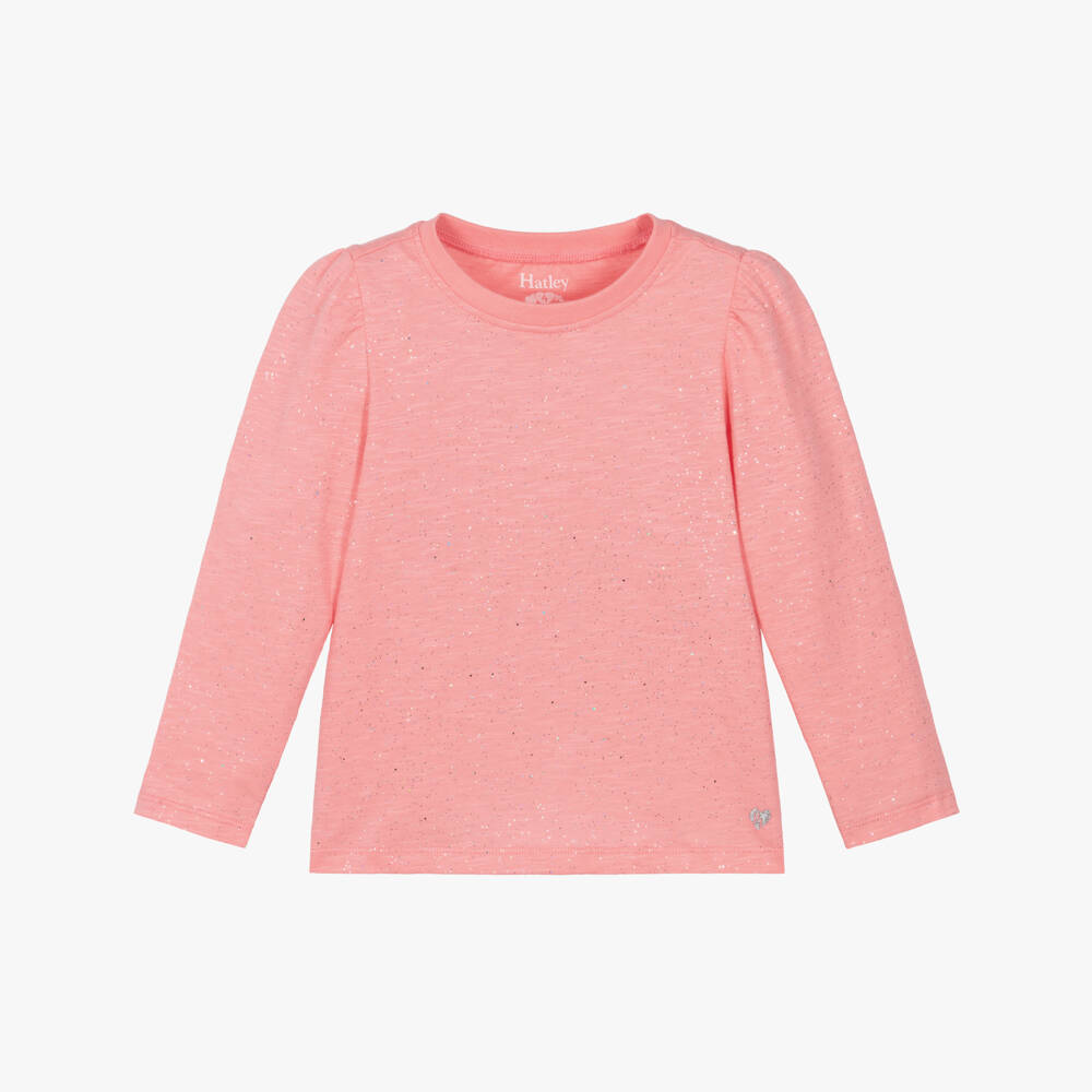 Hatley-Girls Pink Glittery Cotton Top | Childrensalon