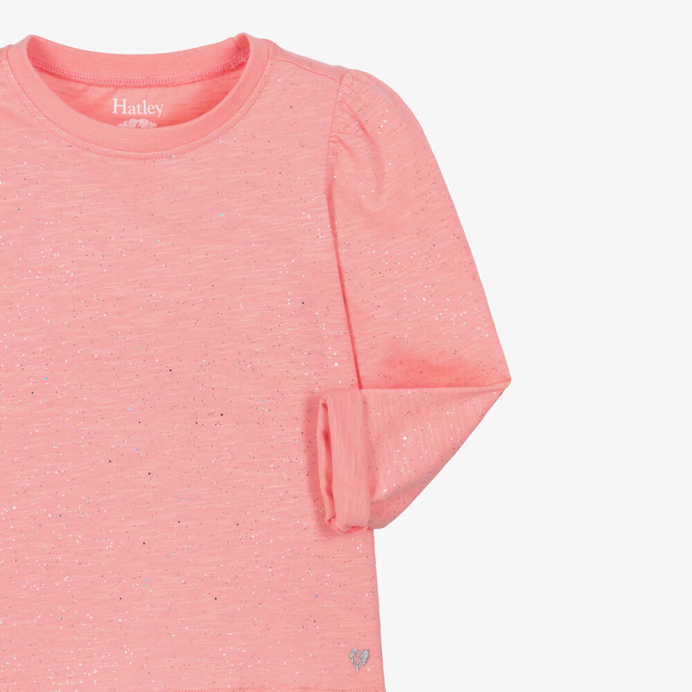 Hatley-Girls Pink Glittery Cotton Top | Childrensalon