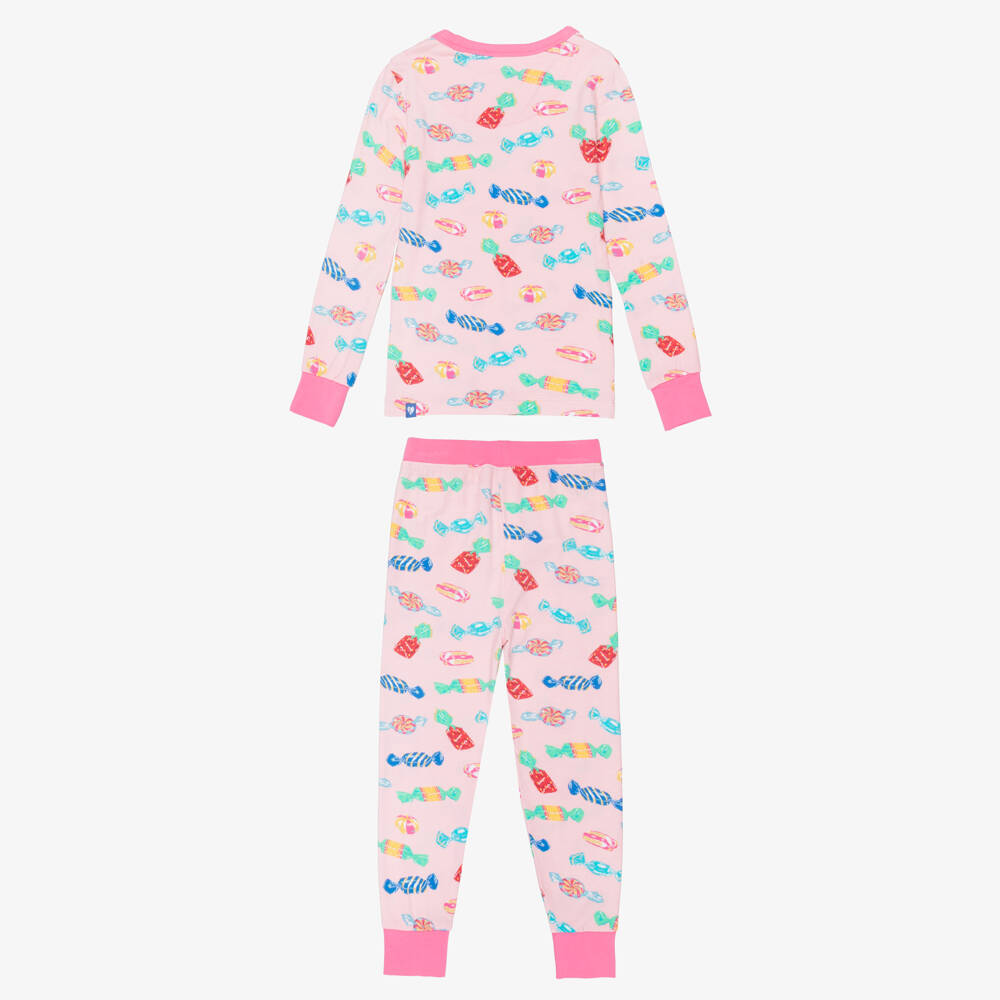 Hatley-Girls Pink Jersey Pyjamas with Colourful Candies | Childrensalon