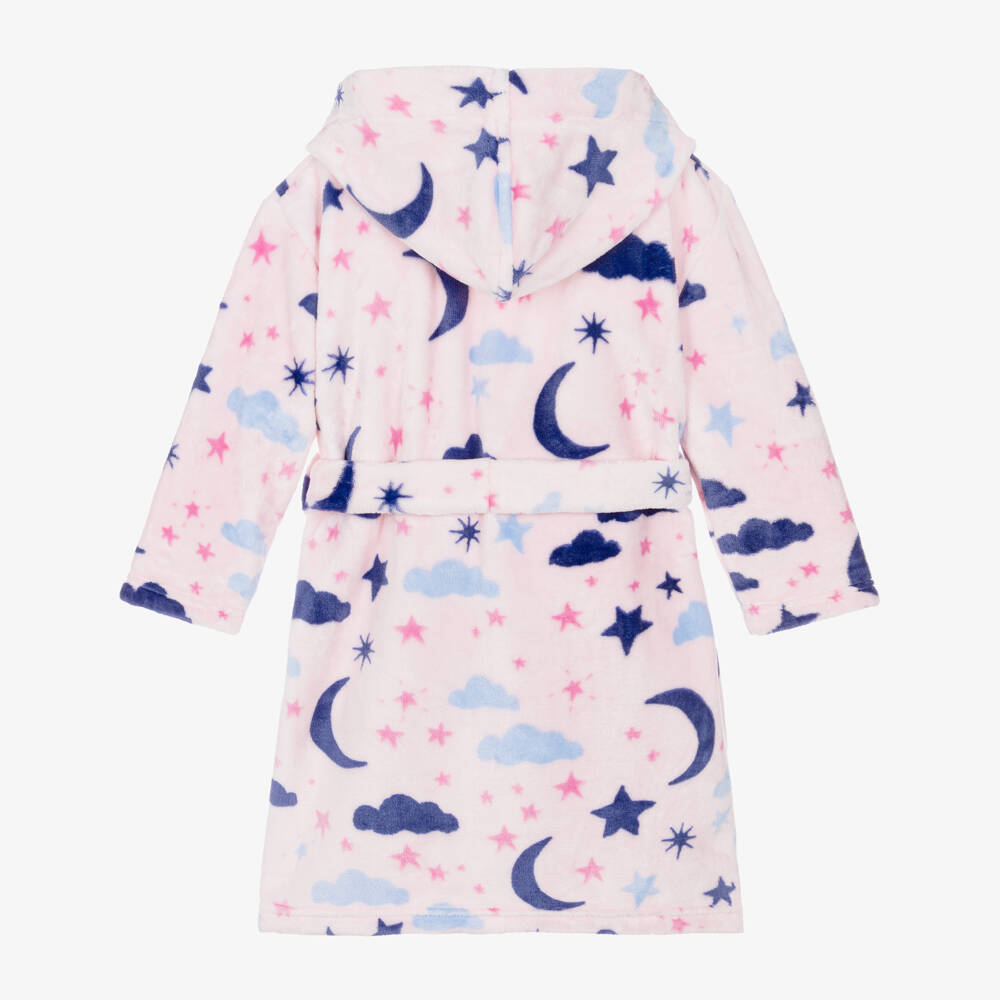 Hatley-Girls Pink Night Sky Print Fleece Dressing Gown | Childrensalon