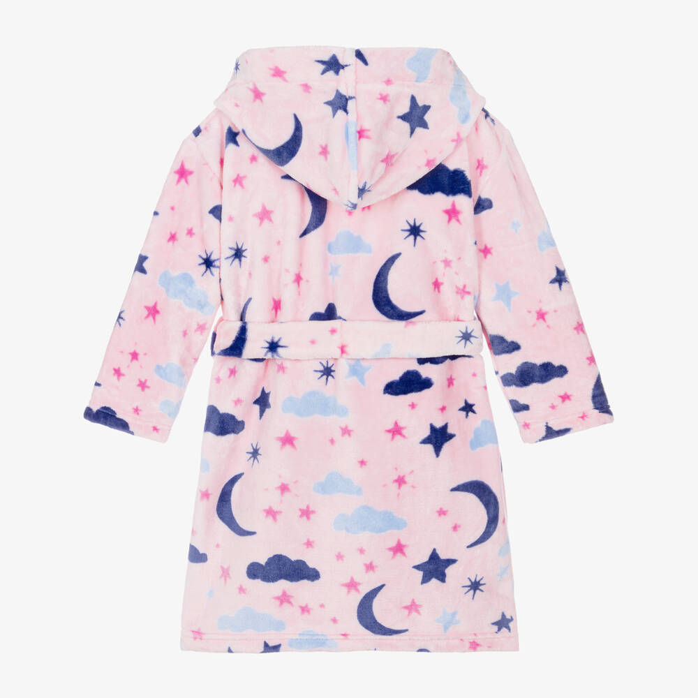Hatley-Girls Pink Night Sky Print Fleece Dressing Gown | Childrensalon