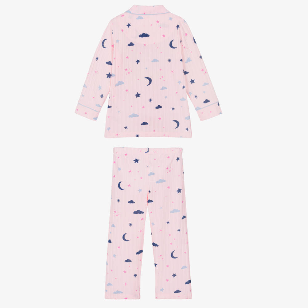Hatley-Girls Pink Night Sky Print Jersey Pyjamas | Childrensalon