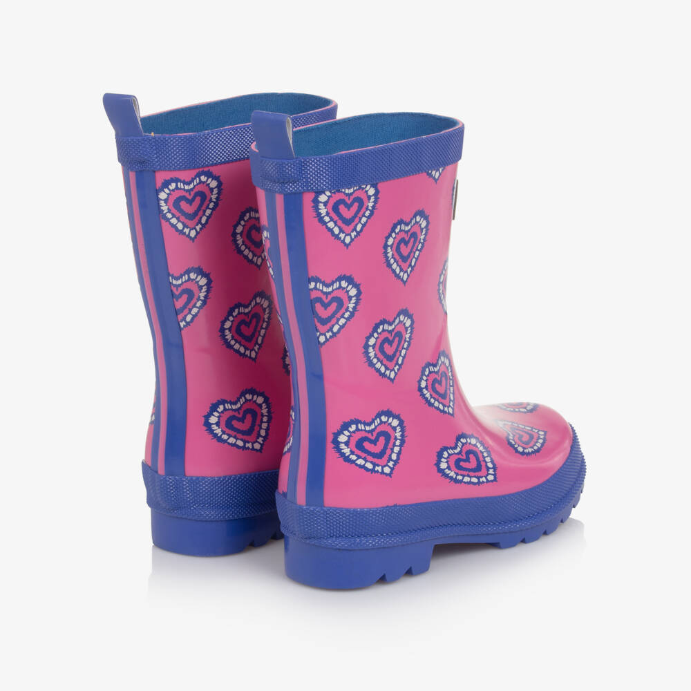 Hatley-Girls Pink & Purple Heart Print Rain Boots | Childrensalon