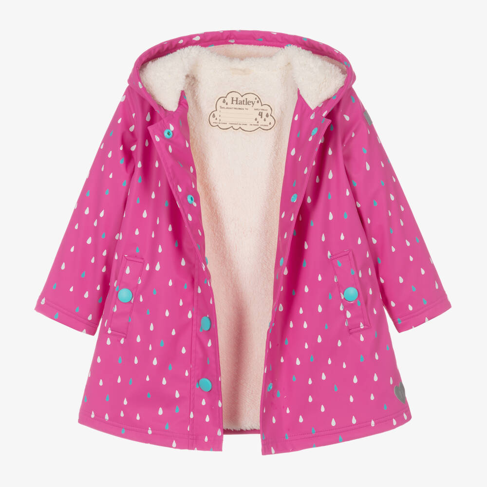 Hatley-Girls Pink Raindrop Raincoat | Childrensalon