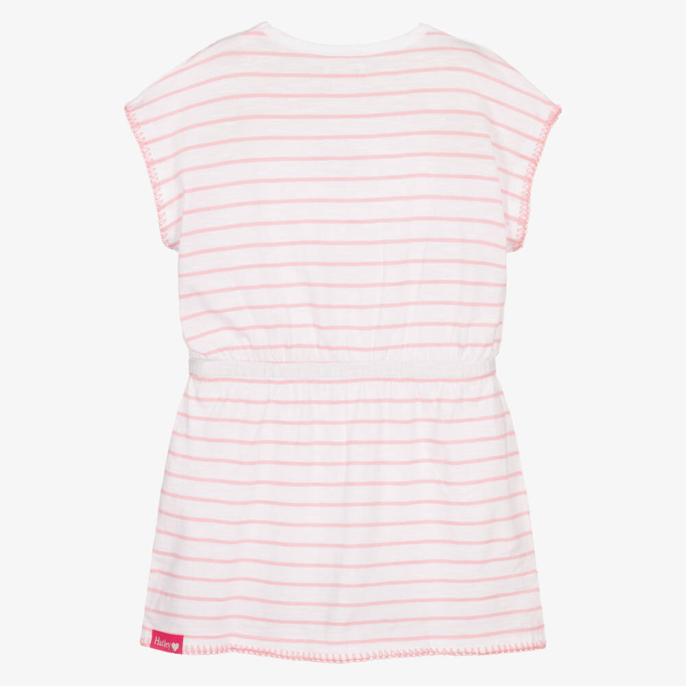 Hatley-Girls Pink Striped Cotton Dress with Sequin Strawberries | Childrensalon