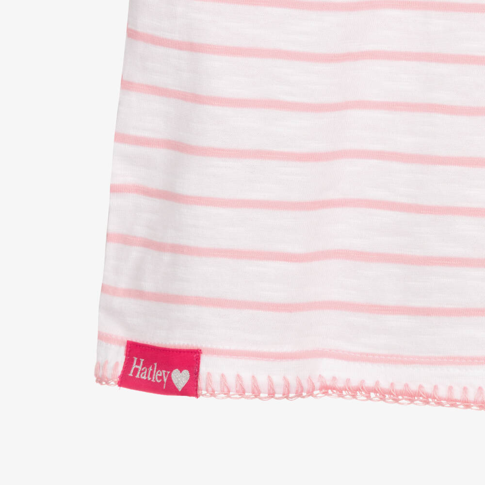 Hatley-Girls Pink Striped Cotton Dress with Sequin Strawberries | Childrensalon