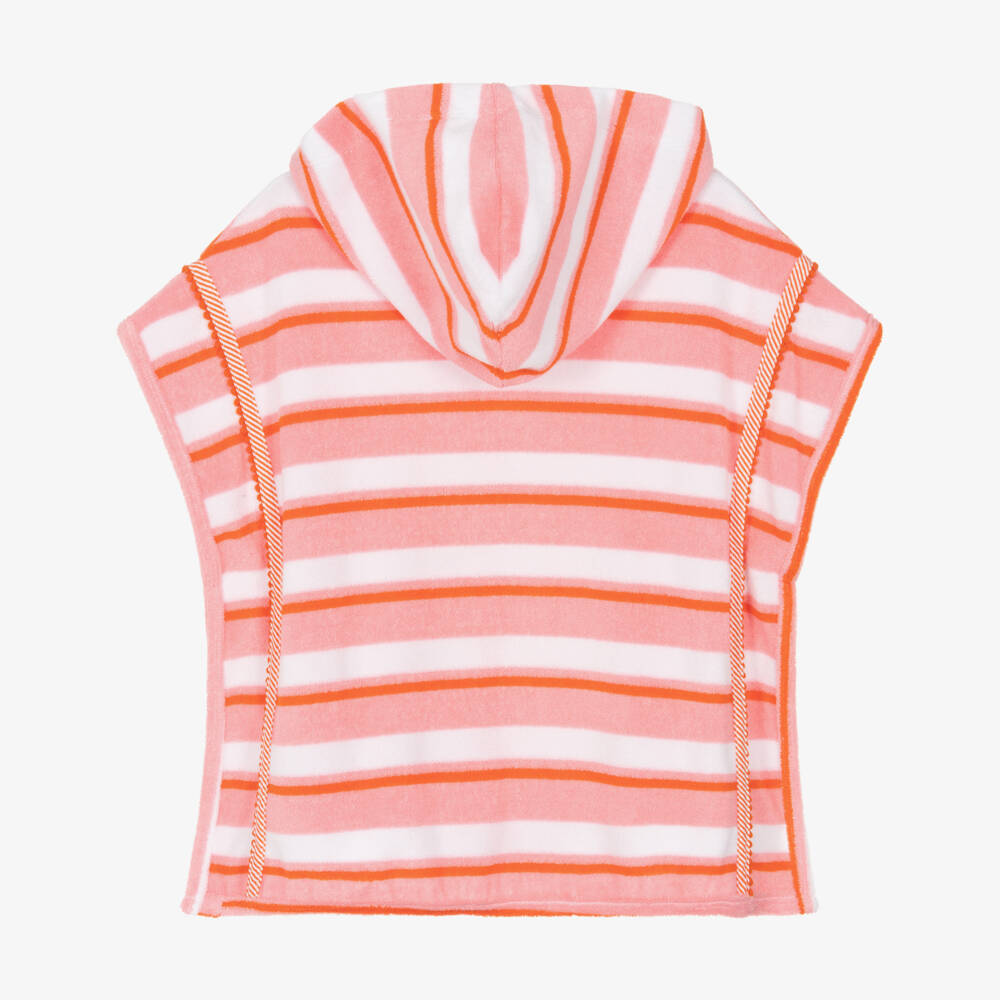 Hatley-Girls Pink Striped Hooded Cotton Towel | Childrensalon