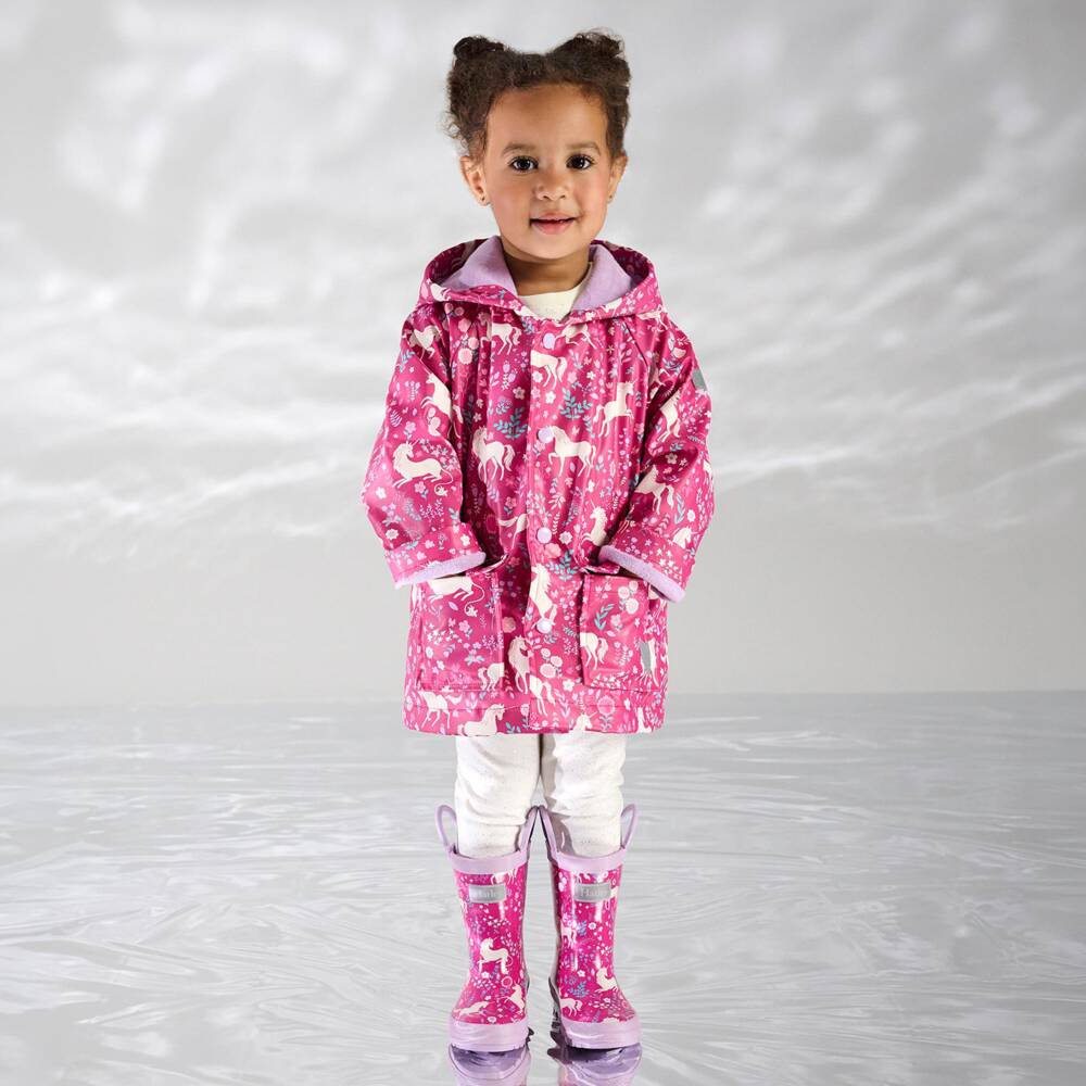 Hatley-Girls Pink Unicorn Raincoat | Childrensalon