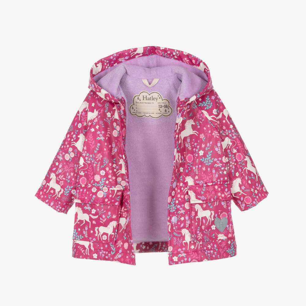 Hatley-Girls Pink Unicorn Raincoat | Childrensalon