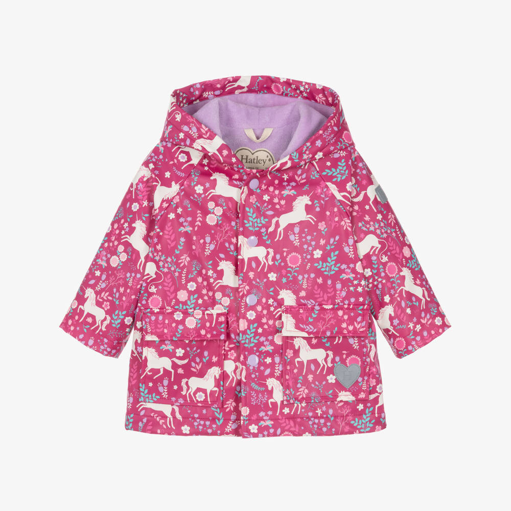 Hatley-Girls Pink Unicorn Raincoat | Childrensalon