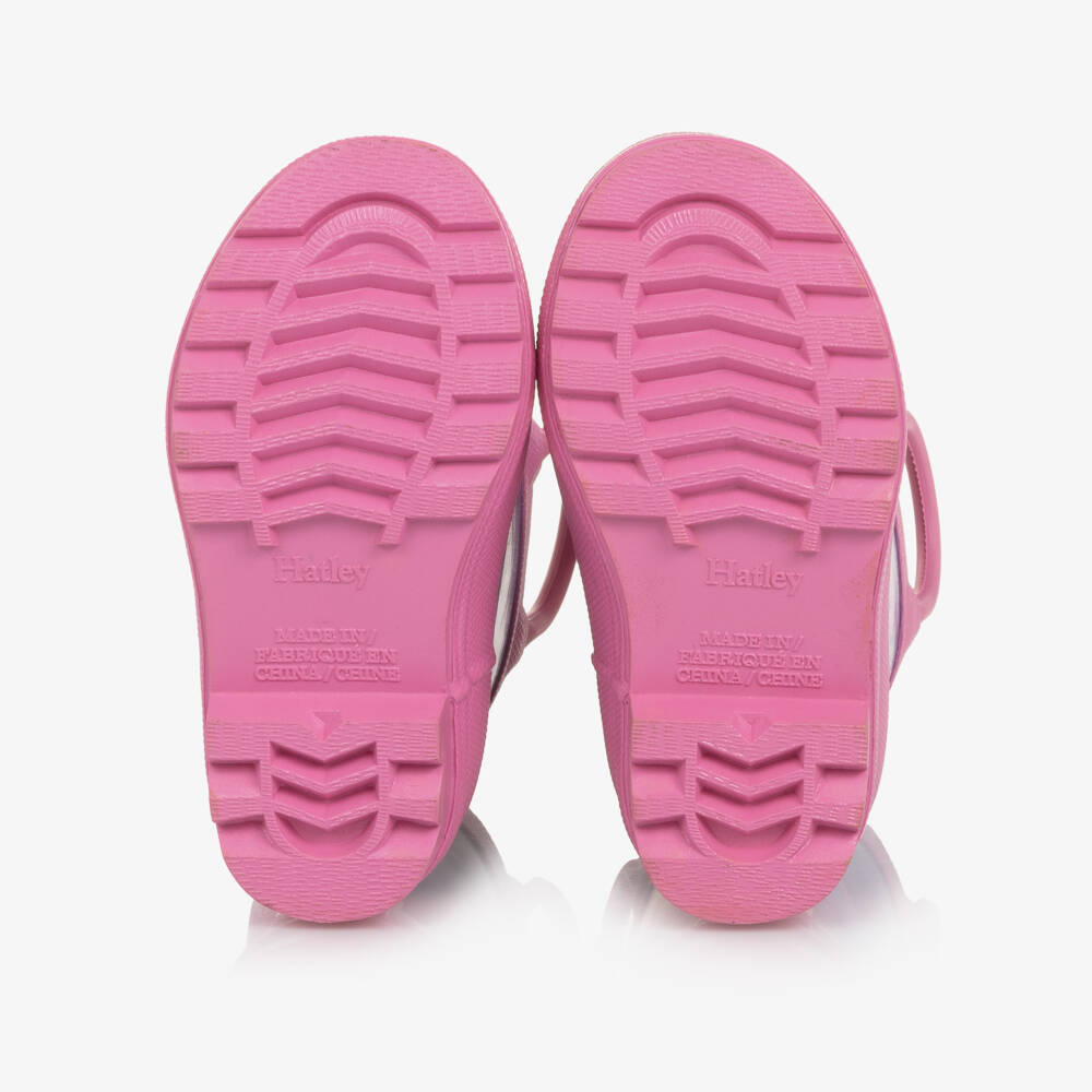 Hatley-Girls Purple & Pink Rain Boots with Hearts & Horses | Childrensalon