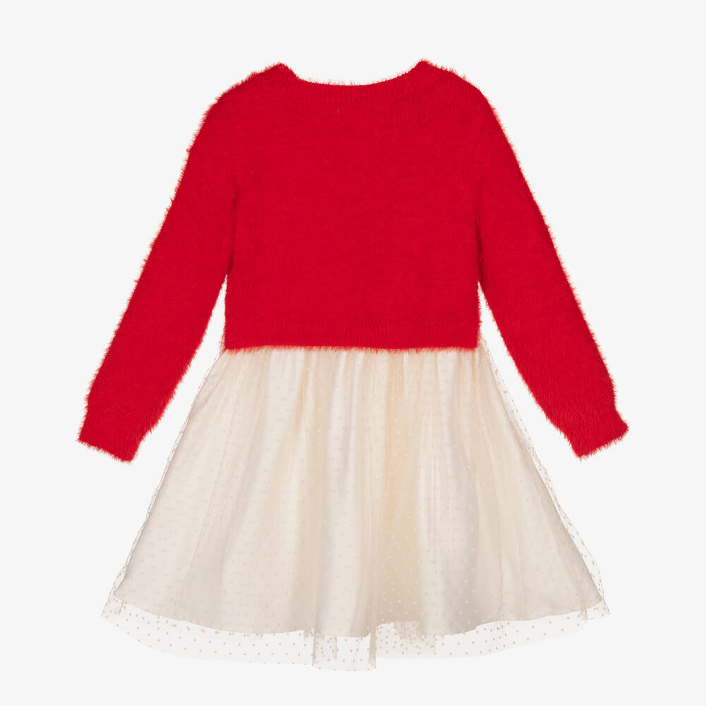 Hatley-Girls Red & Ivory Reindeer Dress | Childrensalon