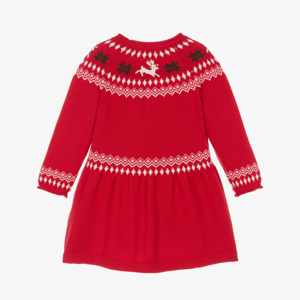 Hatley-Girls Red Knitted Reindeer Dress | Childrensalon
